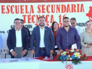 Clausura alcalde Christian Agúndez ciclo escolar en Escuela Secundaria Técnica No. 16 en Cabo San Lucas